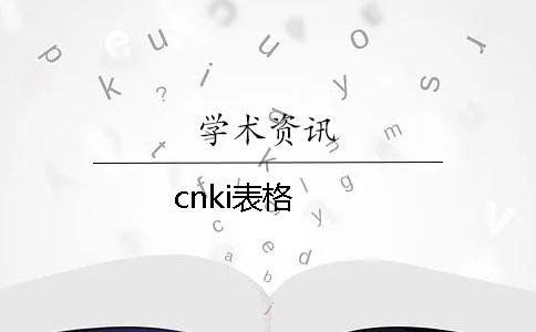 cnki表格