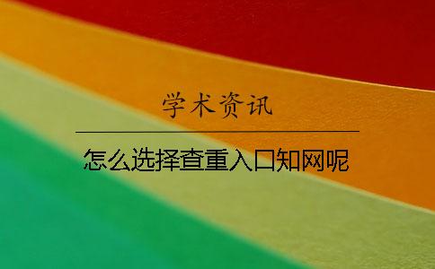 怎么选择查重入口？知网呢？