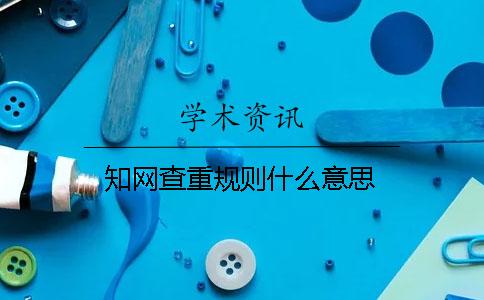 知网查重规则什么意思