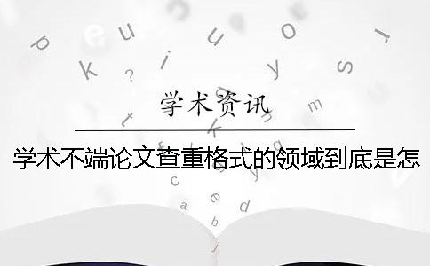 学术不端论文查重格式的领域到底是怎么回事？