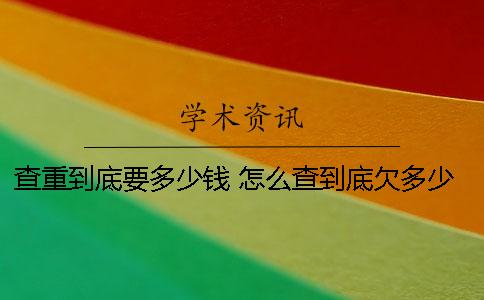 查重到底要多少钱？ 怎么查到底欠多少钱