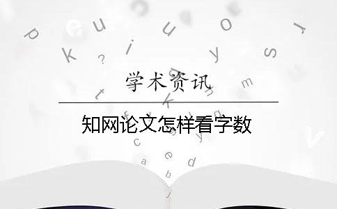 知网论文怎样看字数